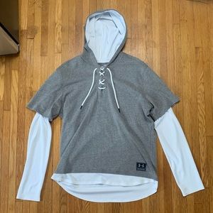 Mens Large Layered Under Armour Boxing Hoodie Gray